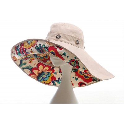 Sun Hats Womens Wide-Brimmed Bowler Hat Brim Foldable Sunscreen Beach Sun Hat - Beige - CA185GRCQZE $13.14