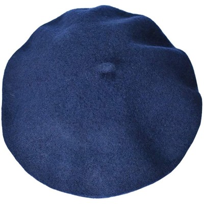 Berets Girls&Boys French Style Wool Beret Kids Hat - Navy Blue - CE18E7NEWOW $19.63