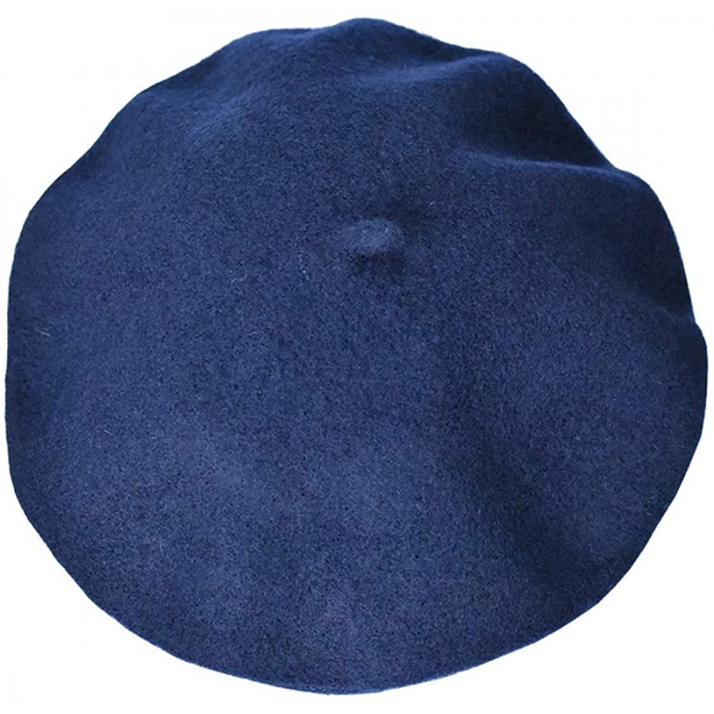 Berets Girls&Boys French Style Wool Beret Kids Hat - Navy Blue - CE18E7NEWOW $12.49