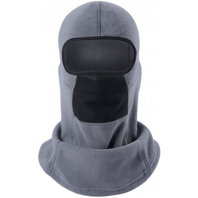 Skullies & Beanies Balaclave Fleece Windproof Ski Mask Face Mask Tactical Hood Neck Warmer - Cationic Fleece-grey - C6189YRHT...