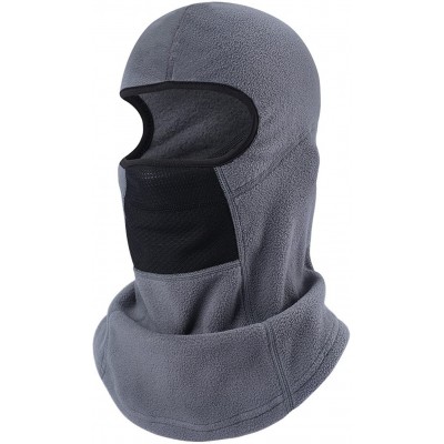 Skullies & Beanies Balaclave Fleece Windproof Ski Mask Face Mask Tactical Hood Neck Warmer - Cationic Fleece-grey - C6189YRHT...