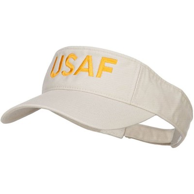 Visors USAF Embroidered Cotton Washed Visor - Stone - CC184WX4N5H $27.56