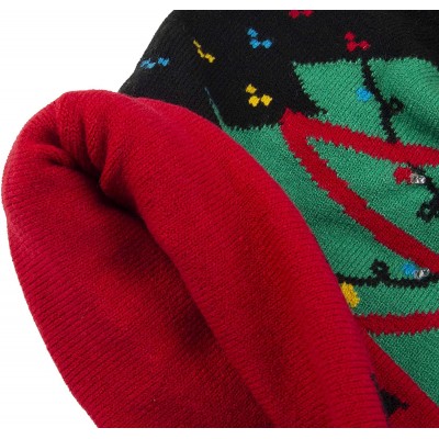 Skullies & Beanies Men's Christmas Hat- Charcoal/Green- One Size - Red Lit - CQ18UWD0G36 $19.88
