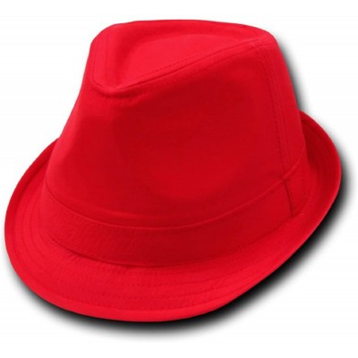 Fedoras Orgianl Basic Poly Woven Fedora Hats - RED/RED - S/M - CE119Q4OO8R $14.26