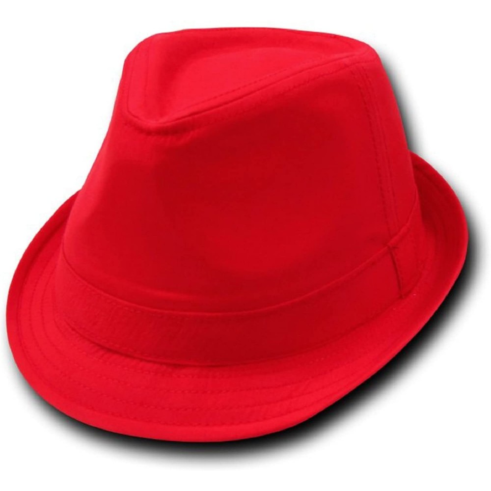 Fedoras Orgianl Basic Poly Woven Fedora Hats - RED/RED - S/M - CE119Q4OO8R $14.26