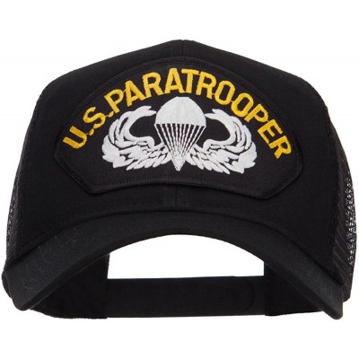 Baseball Caps US Paratrooper Patched Mesh Cap - Black - CH124YMKDB7 $19.80