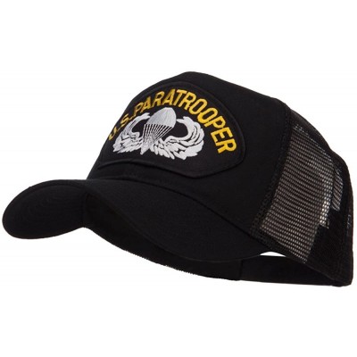 Baseball Caps US Paratrooper Patched Mesh Cap - Black - CH124YMKDB7 $19.80