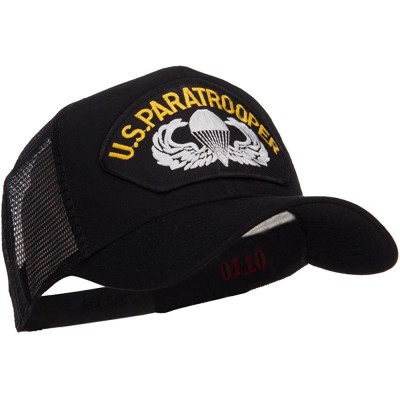 Baseball Caps US Paratrooper Patched Mesh Cap - Black - CH124YMKDB7 $19.80