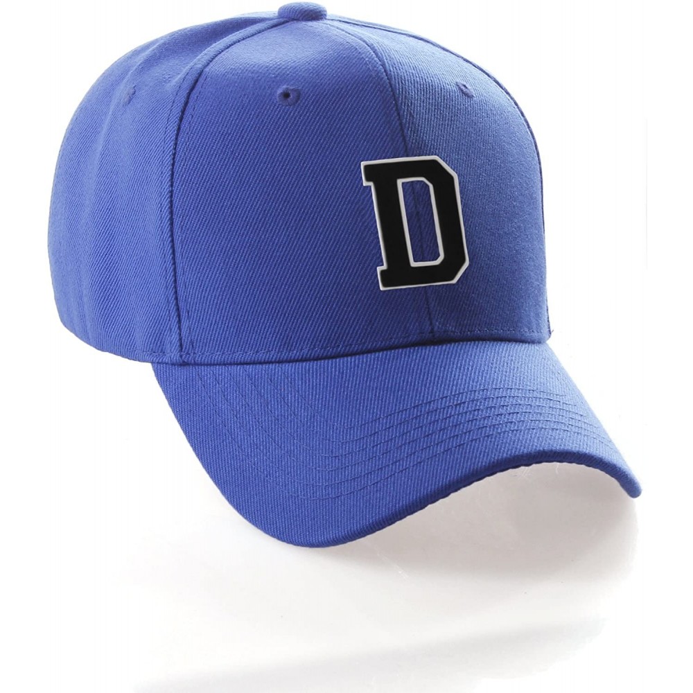 Baseball Caps Classic Baseball Hat Custom A to Z Initial Team Letter- Blue Cap White Black - Letter D - CV18IDTLIEK $12.57