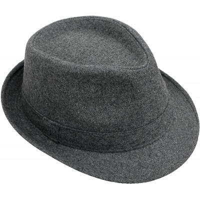 Fedoras Men/Women's Classic Short Brim Manhattan Fedora Hat - C.grey - CS1872GT93T $10.25