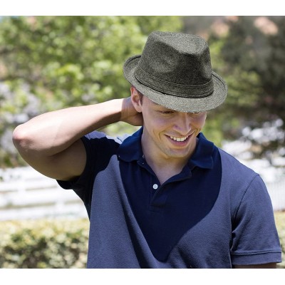 Fedoras Men/Women's Classic Short Brim Manhattan Fedora Hat - C.grey - CS1872GT93T $10.25