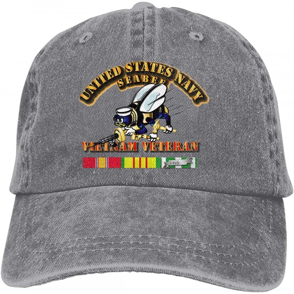 Baseball Caps Navy Seabee Vietnam Veteran Adjustable Baseball Caps Denim Hats Cowboy Sport Outdoor - Gray - C518S6ZDZQ2 $25.05
