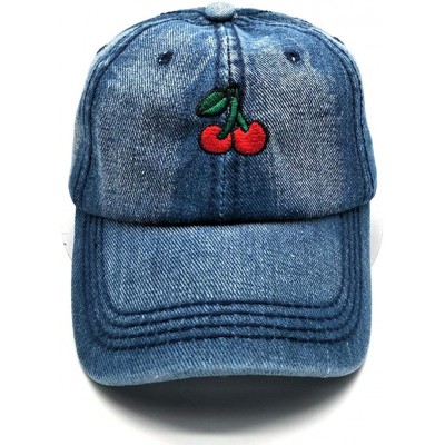 Baseball Caps Strawberry Hat Cherry Hat Watermelon Embroidered Adjustable - Blue 1 - C218NR2HK3M $12.45