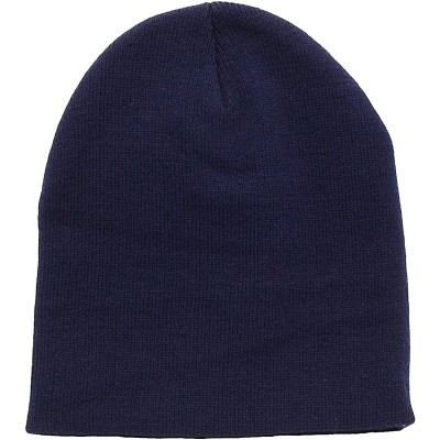 Skullies & Beanies Short Plain Beanie - Winter Unisex Plain Knit Hat - Navy - CM12O58L6EC $10.90