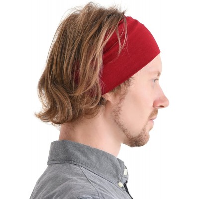 Headbands Charm Womens Headband Running Bandana - Mens Workout Elastic Head Sweat Band - Red - C211IACDGYN $31.67