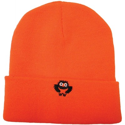 Skullies & Beanies High Visibility Knitted Cap (Beanie) with Owl Logo - Orange - CL12O6XR54Q $12.54