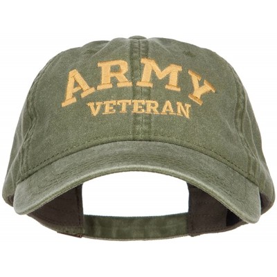 Baseball Caps Army Veteran Letters Embroidered Washed Cap - Olive - C218633O3DA $22.16
