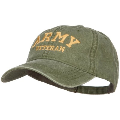 Baseball Caps Army Veteran Letters Embroidered Washed Cap - Olive - C218633O3DA $22.16