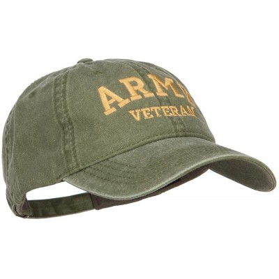 Baseball Caps Army Veteran Letters Embroidered Washed Cap - Olive - C218633O3DA $22.16
