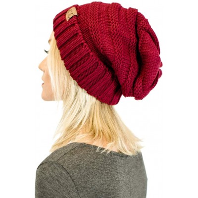 Skullies & Beanies Soft Knit Oversized Stretchy Unisex Slouchy Beanie - Burgundy - CQ18HKA94MU $13.16