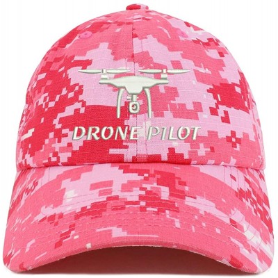 Baseball Caps Drone Pilot Embroidered Soft Crown 100% Brushed Cotton Cap - Pink Digital Camo - CV18TUH8M4M $21.77
