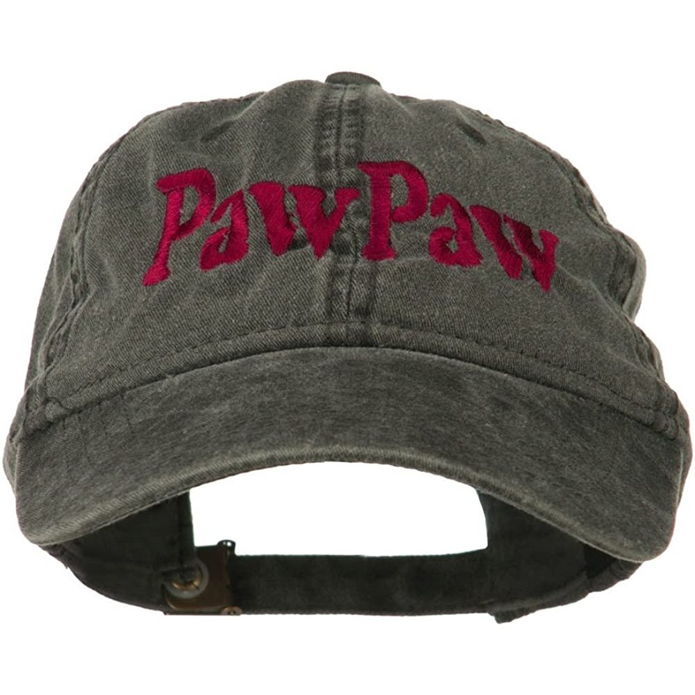 Baseball Caps Wording of Pawpaw Embroidered Washed Cap - Black - CA11KNJDWJV $25.16