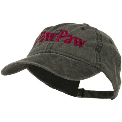 Baseball Caps Wording of Pawpaw Embroidered Washed Cap - Black - CA11KNJDWJV $25.16