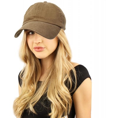 Baseball Caps Everyday Stone Wash All Season 100% Cotton Baseball Cap Sun Hat Adjustable - Brown - CK186LLYII8 $8.71