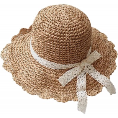 Sun Hats Summer Beach Sun Straw Hats for Women Wide Brim Packable Travel Bucket Hats UPF 50+ - Light Brown - CA18EO0WC74 $13.30