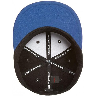 Baseball Caps Premium 210 Flexfit Fitted Flatbill Hat with NoSweat Hat Liner - Black/Royal - CC18O943CKD $12.93