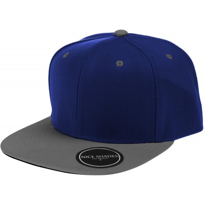 Baseball Caps Classic Flat Bill Visor Blank Snapback Hat Cap with Adjustable Snaps - Blue - Grey - CO119R34Q03 $21.10