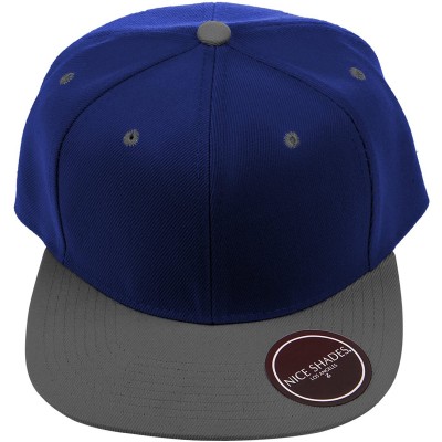 Baseball Caps Classic Flat Bill Visor Blank Snapback Hat Cap with Adjustable Snaps - Blue - Grey - CO119R34Q03 $11.95