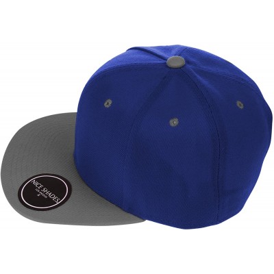 Baseball Caps Classic Flat Bill Visor Blank Snapback Hat Cap with Adjustable Snaps - Blue - Grey - CO119R34Q03 $11.95