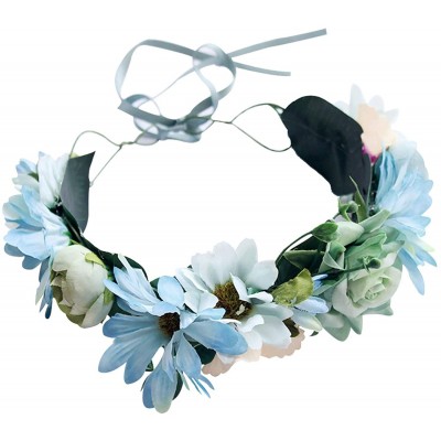 Headbands Handmade Adjustable Flower Wreath Headband Halo Floral Crown Garland Headpiece Wedding Festival Party - C218RYA987A...