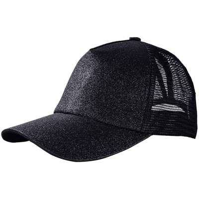 Baseball Caps Ponytail Baseball Glitter Ponycaps Adjustable - Glitter(mesh)-black/Pink - CN18R3NNUNX $12.69