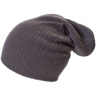 Skullies & Beanies Slouchy Ribbed Design Beanie - Grey - CM1295Z0EQH $9.83