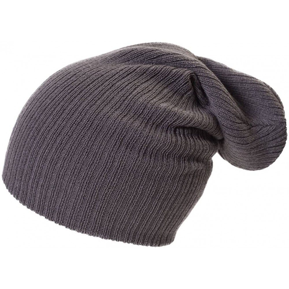 Skullies & Beanies Slouchy Ribbed Design Beanie - Grey - CM1295Z0EQH $9.83