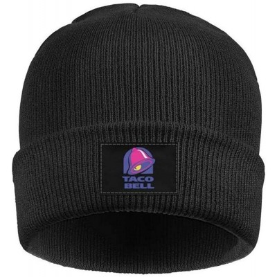 Skullies & Beanies Warm Solid Color Colorful-Rainbow-Taco-Bell-Logo-Knit Beanie Caps Headwear for Adult Mens Womens - Black-6...