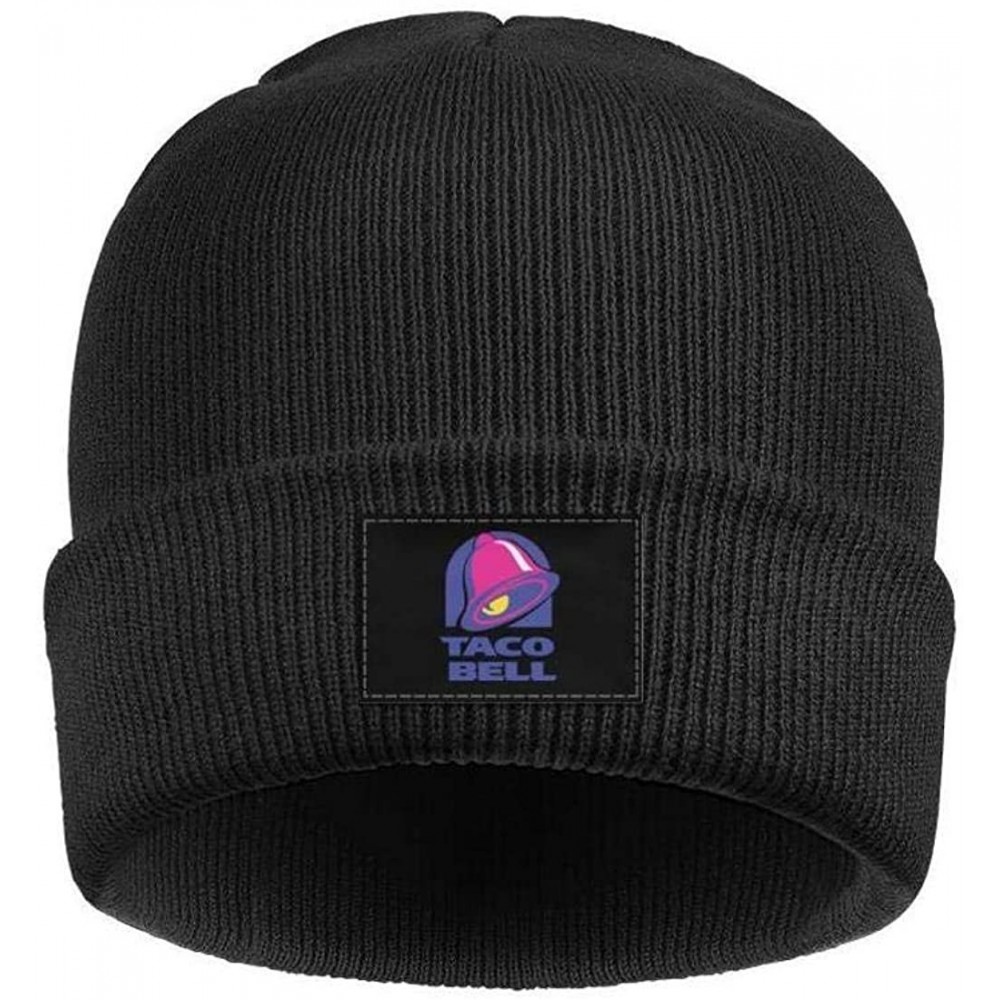 Skullies & Beanies Warm Solid Color Colorful-Rainbow-Taco-Bell-Logo-Knit Beanie Caps Headwear for Adult Mens Womens - Black-6...