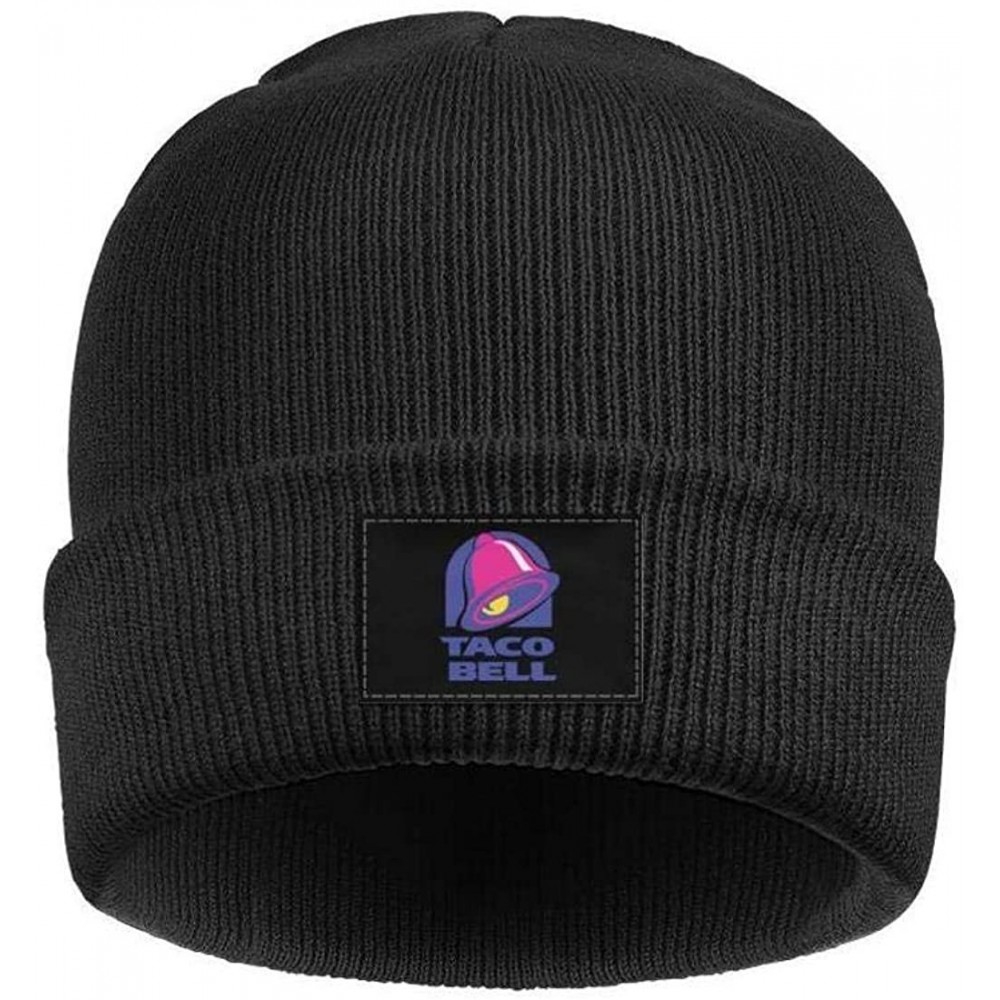 Skullies & Beanies Warm Solid Color Colorful-Rainbow-Taco-Bell-Logo-Knit Beanie Caps Headwear for Adult Mens Womens - Black-6...