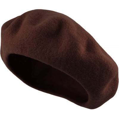 Berets Traditional Women's Men's Solid Color Plain Wool French Beret One Size - Dark-brown - CL189YICDCN $19.79
