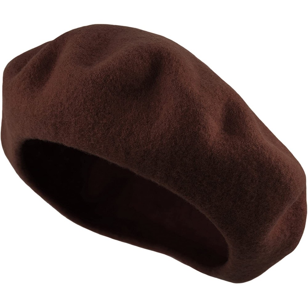 Berets Traditional Women's Men's Solid Color Plain Wool French Beret One Size - Dark-brown - CL189YICDCN $11.50