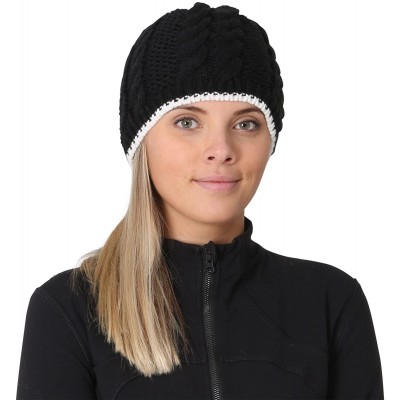 Skullies & Beanies Women's Cable Knit Beanie with Fleece Lining - Winter Hat - Black - C317XHNHOD9 $55.16
