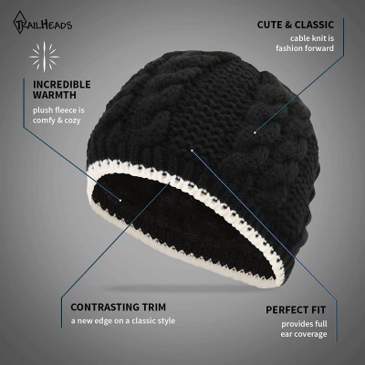 Skullies & Beanies Women's Cable Knit Beanie with Fleece Lining - Winter Hat - Black - C317XHNHOD9 $21.81