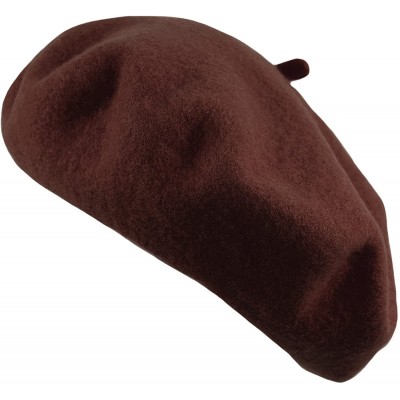 Berets Traditional Women's Men's Solid Color Plain Wool French Beret One Size - Dark-brown - CL189YICDCN $11.50