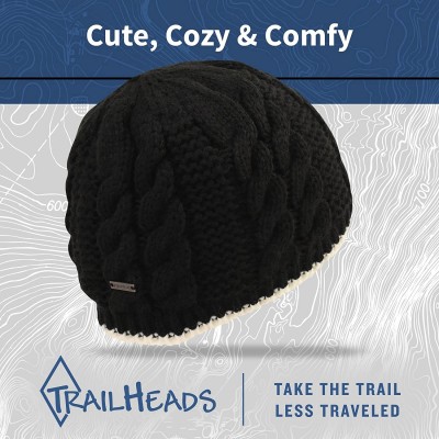 Skullies & Beanies Women's Cable Knit Beanie with Fleece Lining - Winter Hat - Black - C317XHNHOD9 $21.81