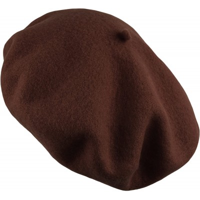Berets Traditional Women's Men's Solid Color Plain Wool French Beret One Size - Dark-brown - CL189YICDCN $11.50