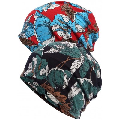 Skullies & Beanies Women's Baggy Slouchy Beanie Chemo Hat Cap Scarf - 2 Pack-h - CC18L7022TU $25.94