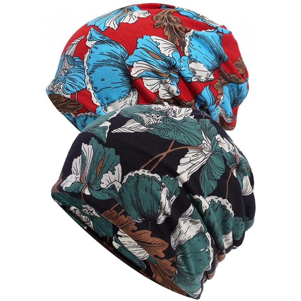 Skullies & Beanies Women's Baggy Slouchy Beanie Chemo Hat Cap Scarf - 2 Pack-h - CC18L7022TU $10.66