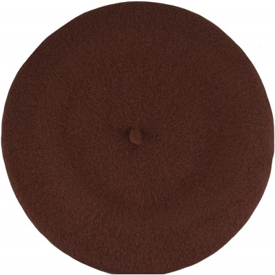 Berets Traditional Women's Men's Solid Color Plain Wool French Beret One Size - Dark-brown - CL189YICDCN $11.50